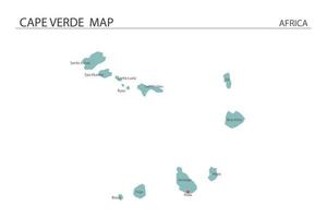 Ilustración de vector de mapa de cabo verde sobre fondo blanco. el mapa tiene toda la provincia y marca la ciudad capital de cabo verde.