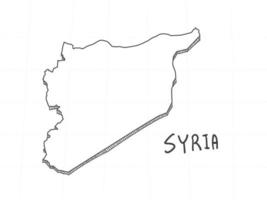 dibujado a mano del mapa 3d de siria sobre fondo blanco. vector