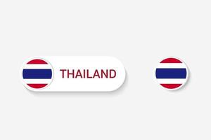 Thailand button flag in illustration of oval shaped with word of Thailand. And button flag Thailand. vector