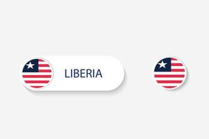 bandera de botón de liberia en ilustración de forma ovalada con palabra de liberia. y botón bandera liberia. vector