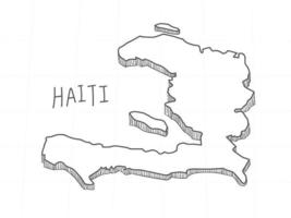 Hand Drawn of Haiti 3D Map on White Background. vector