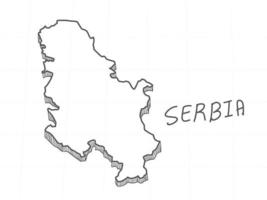 dibujado a mano del mapa 3d de serbia sobre fondo blanco. vector