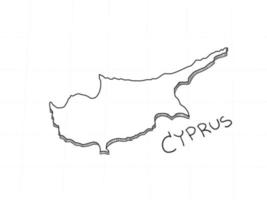 Hand Drawn of Cyprus 3D Map on White Background. vector