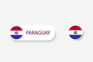 bandera de botón de paraguay en ilustración de forma ovalada con palabra de paraguay. y botón bandera paraguay. vector