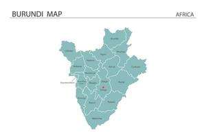 Burundi map vector illustration on white background. Map have all province and mark the capital city of Burundi.