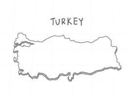 Hand Drawn of Turkey 3D Map on White Background. vector