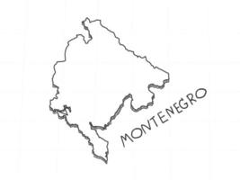 dibujado a mano del mapa 3d de montenegro sobre fondo blanco. vector