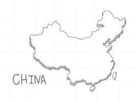 dibujado a mano del mapa 3d de china sobre fondo blanco. vector