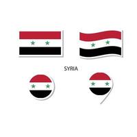 Syria flag logo icon set, rectangle flat icons, circular shape, marker with flags. vector