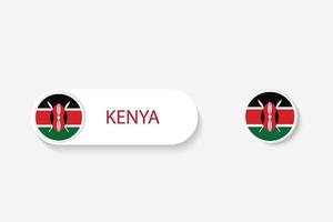 bandera de botón de kenia en ilustración de forma ovalada con palabra de kenia. y botón bandera kenia. vector