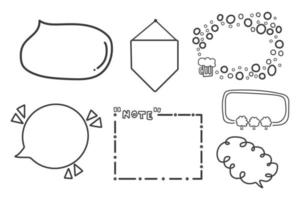 Hand drawn of doodle frame and bubble speech design elements isolated on white background. vector