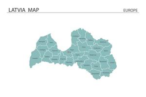 vector de mapa de Letonia sobre fondo blanco. el mapa tiene toda la provincia y marca la ciudad capital de letonia.