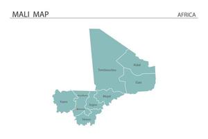 Mali map vector illustration on white background. Map have all province and mark the capital city of Mali.