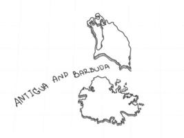 Hand Drawn of Antigua and Barbuda 3D Map on White Background. vector