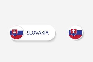 bandera de botón de eslovaquia en ilustración de forma ovalada con palabra de eslovaquia. y botón bandera eslovaquia. vector