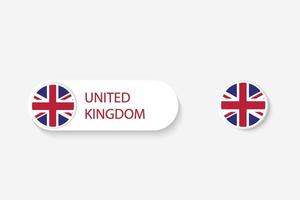 UK button flag in illustration of oval shaped with word of UK. And button flag UK. vector