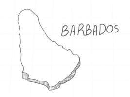 dibujado a mano del mapa 3d de barbados sobre fondo blanco. vector