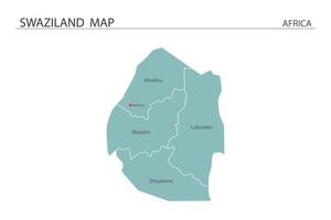 Swaziland map vector illustration on white background. Map have all province and mark the capital city of Swaziland.