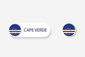 Cape Verde button flag in illustration of oval shaped with word of Cape Verde. And button flag Cape Verde. vector