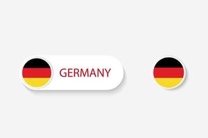 bandera de botón de alemania en ilustración de forma ovalada con palabra de alemania. y botón bandera alemania. vector
