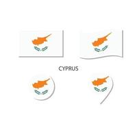 Cyprus flag logo icon set, rectangle flat icons, circular shape, marker with flags. vector