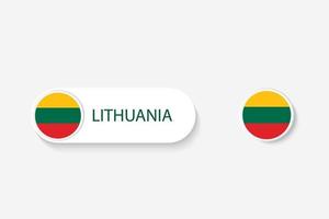 Lithuania button flag in illustration of oval shaped with word of Lithuania. And button flag Lithuania. vector