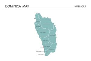 Dominica map vector on white background. Map have all province and mark the capital city of Dominica.