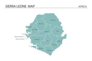 sierra leona mapa ilustración vectorial sobre fondo blanco. el mapa tiene toda la provincia y marca la ciudad capital de sierra leona. vector