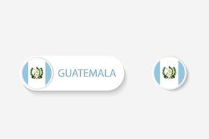 bandera de botón de guatemala en ilustración de forma ovalada con palabra de guatemala. y botón bandera guatemala. vector