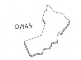 Hand Drawn of Oman 3D Map on White Background. vector