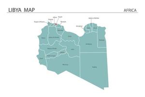 Libia mapa ilustración vectorial sobre fondo blanco. el mapa tiene toda la provincia y marca la ciudad capital de libia. vector