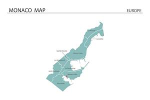 Monaco map vector on white background. Map have all province and mark the capital city of Monaco.