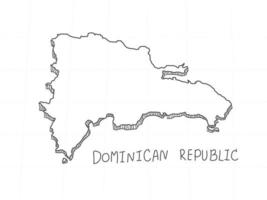 dibujado a mano del mapa 3d de república dominicana sobre fondo blanco. vector