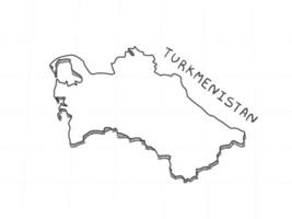 dibujado a mano del mapa 3d de turkmenistán sobre fondo blanco. vector