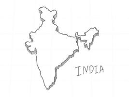 Hand Drawn of India 3D Map on White Background. vector