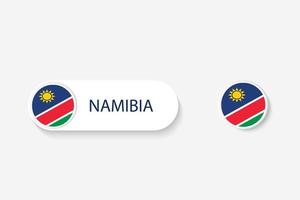 bandera de botón de namibia en la ilustración de forma ovalada con la palabra de namibia. y botón bandera namibia. vector