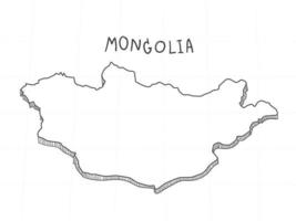 dibujado a mano del mapa 3d de mongolia sobre fondo blanco. vector