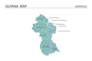 Guyana map vector illustration on white background. Map have all province and mark the capital city of Guyana.