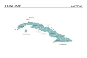 Cuba map vector on white background. Map have all province and mark the capital city of Cuba.