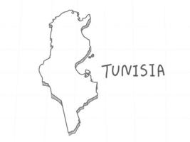 Hand Drawn of Tunisia 3D Map on White Background. vector