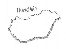 dibujado a mano del mapa 3d de hungría sobre fondo blanco. vector