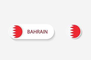 Bahrain button flag in illustration of oval shaped with word of Bahrain. And button flag Bahrain. vector