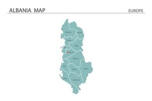 vector de mapa de albania sobre fondo blanco. el mapa tiene toda la provincia y marca la ciudad capital de albania.