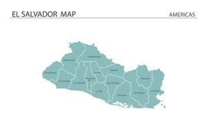 El salvador map vector on white background. Map have all province and mark the capital city of El salvador.