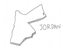 Hand Drawn of Jodan 3D Map on White Background. vector