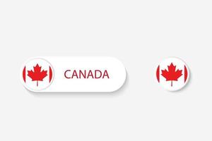 Canada button flag in illustration of oval shaped with word of Canada. And button flag Canada. vector