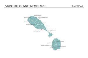 Saint Kitts and Nevis map vector on white background. Map have all province and mark the capital city of Saint Kitts and Nevis.