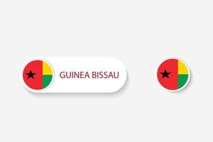 Guinea Bissau button flag in illustration of oval shaped with word of Guinea Bissau. And button flag Guinea Bissau. vector