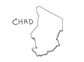 Hand Drawn of Chad 3D Map on White Background. vector