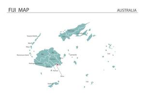 fiyi mapa vector sobre fondo blanco. el mapa tiene toda la provincia y marca la ciudad capital de fiji.